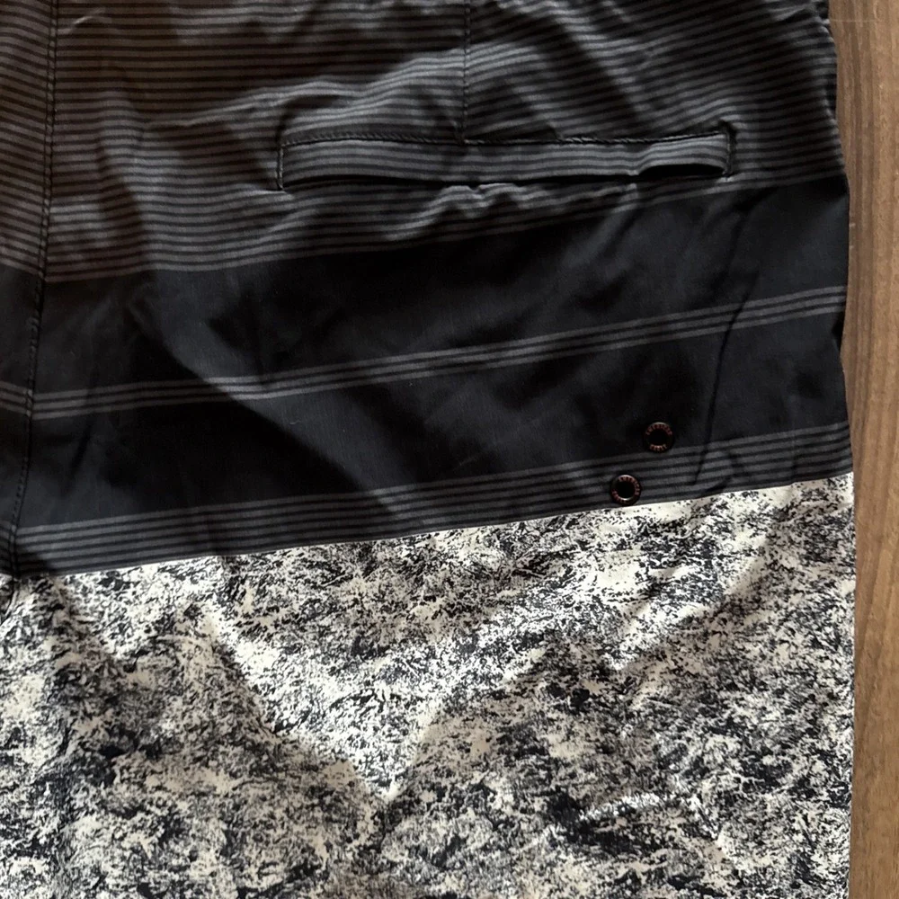 Men's AE AMERICAN EAGLE Board Shorts Swim Trunks‎ XXL ColorBlock Black Gray VGUC